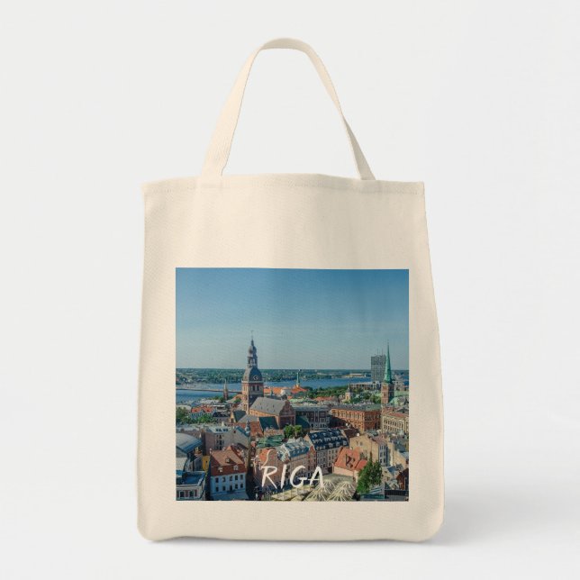 Bolsa Tote Vista do centro da cidade de Riga de cima (Frente)