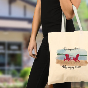 Bolsa Tote Vista do Lago Personalizado "Meu Lugar Feliz