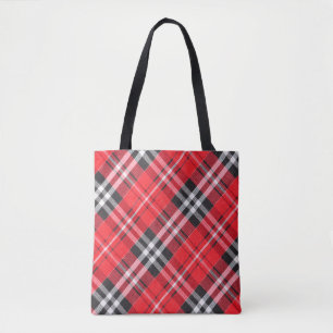 Bolsa Tote Vista superior do padrão do pano de tartã na mes