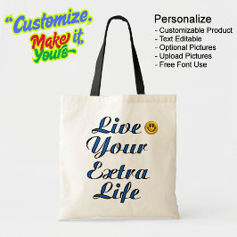 Bolsa Tote Viva a sua vida extra - orçamento natural e preto