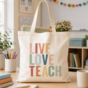 Bolsa Tote Viva Amor Ensine Arco-Íris Apreciação de Professor