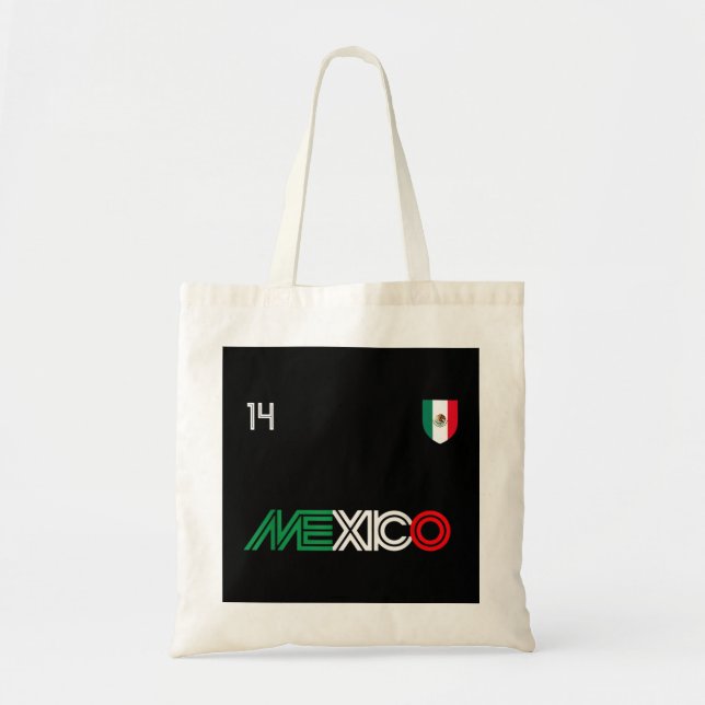 Bolsa Tote Viva México: Futebol Retro Futebol Soccer Bandeira (Frente)