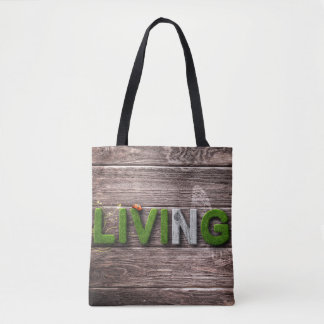 Bolsa Tote Vivendo em casa Conselho de madeira Chave Ladybird