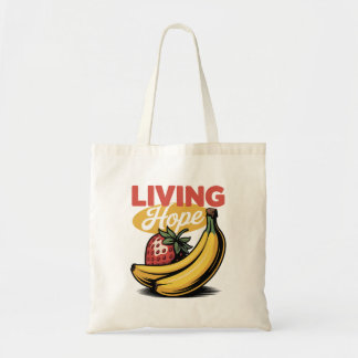 Bolsa Tote Vivendo Esperança Morango Banana Retro Faith Tee