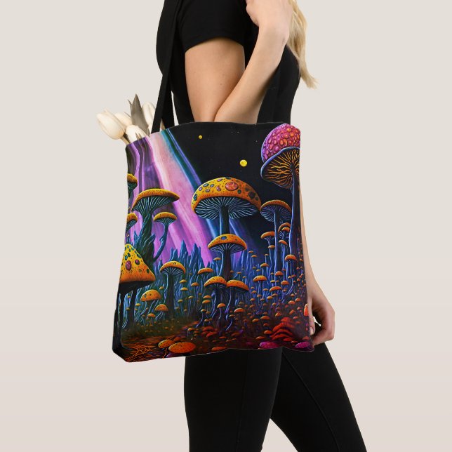 Bolsa Tote Vivid Fantasy Mushroom Planet (Close Up)