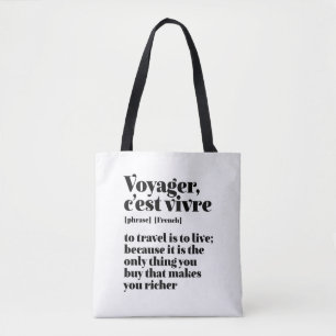 Bolsa Tote Vivre Viagem francês Inspiracional Voyager C