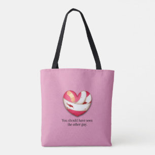 Bolsa Tote "Você deveria ter visto a outra cara" Coração Q