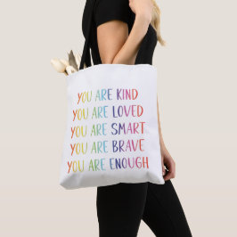 Bolsa Tote Você É Amado Diversão Arco-Íris Afirmações Positiv