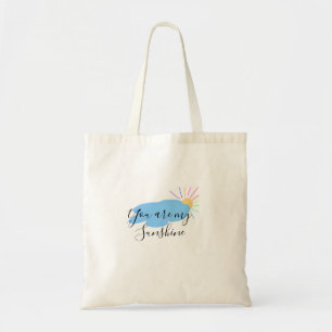 Bolsa Tote você é meu sol amarelo laranja raios de sol nuvens