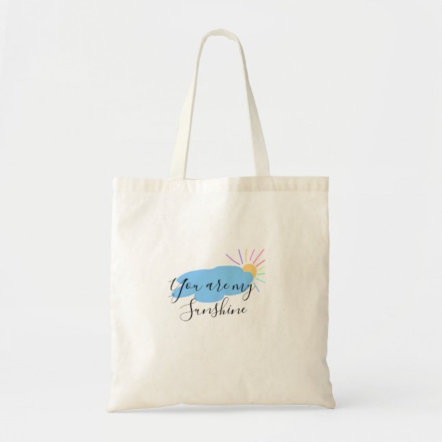 Bolsa Tote você é meu sol amarelo laranja raios de sol nuvens (Frente)