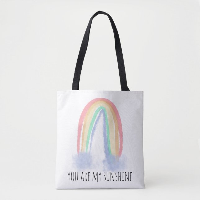 Bolsa Tote Você é meu sol arco-íris pintado aquarela   (Frente)