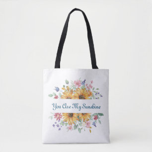Bolsa Tote Você É Meu Sol e Citação de Girassol