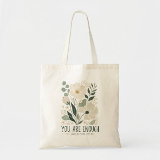Bolsa Tote Você É Suficiente Floral Inspirador Botânico Pesso