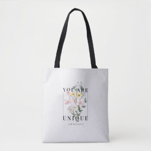 Bolsa Tote Você é um Slogan Floral Único