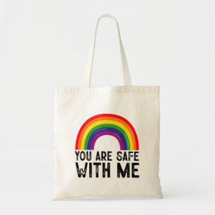 Bolsa Tote Você Está Seguro Comigo Mês do Orgulho LGBTQ Arco-