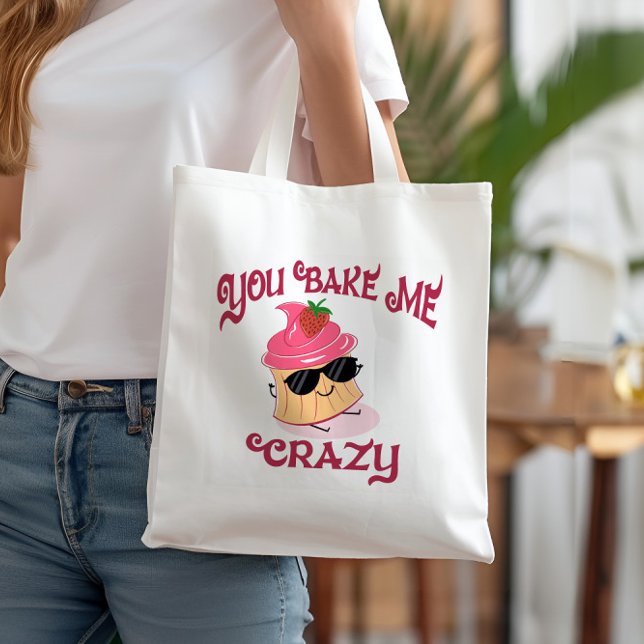 Bolsa Tote Você me Assar Cupcake De Morango Louco Óculos de s (Criador carregado)