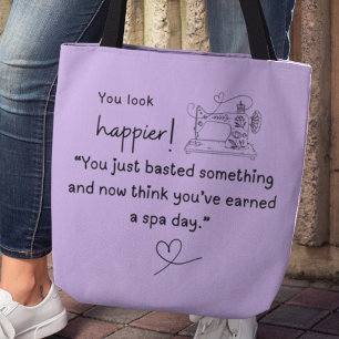 Bolsa Tote Você parece mais feliz! Engraçado costurar meme ba