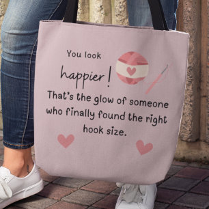 Bolsa Tote Você parece mais feliz! Monta de gancho crochet