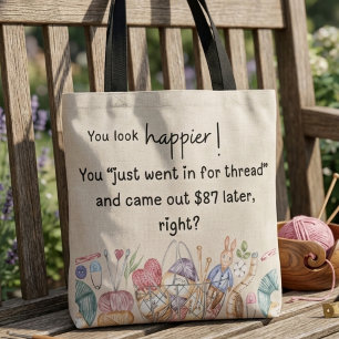 Bolsa Tote Você parece mais feliz! Tema de costureira