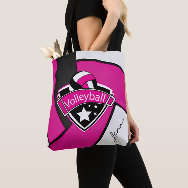 Bolsa Tote Voleibol desportivo | Texto alterado - Rosa (Close Up)