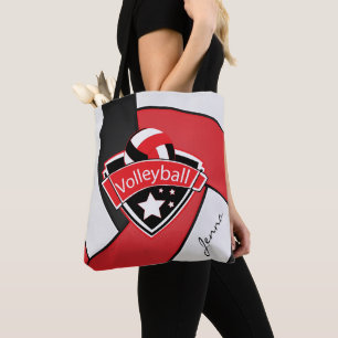 Bolsa Tote Voleibol desportivo Texto DIY - Vermelho