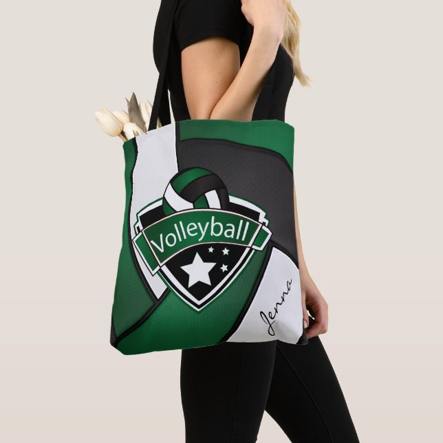 Bolsa Tote Voleibol desportivo | Texto original - Verde escur (Close Up)