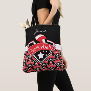 Bolsa Tote Voleibol do esporte vermelho   DIY Texto