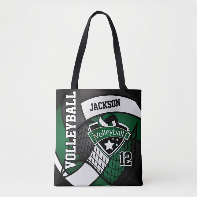 Bolsa Tote Voleibol Verde escuro, preto e branco (Frente)