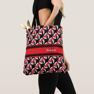 Bolsa Tote Voleibol Vermelho, Negro e Branco   Personalizar