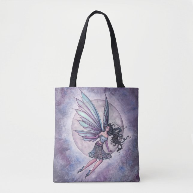 Bolsa Tote Voo à Lua Fada Fantasia Art (Frente)