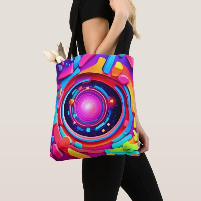 Bolsa Tote Vortex Cósmico: Uma Odisseia Neon (Close Up)