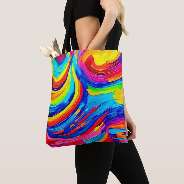 Bolsa Tote Vórtice de Cores Vivas (Close Up)