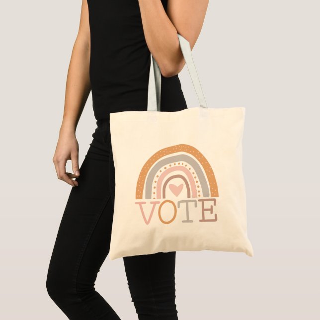 Bolsa Tote Votação | Design de texto Arco-Íris de Pastel Cujo (Frente (produto))