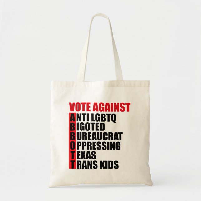 Bolsa Tote Votar contra Greg Abbott Texas Democrat Word Poem (Frente)