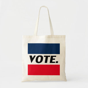 Bolsa Tote "Votar" Letras pretas, fundo branco azul vermelho