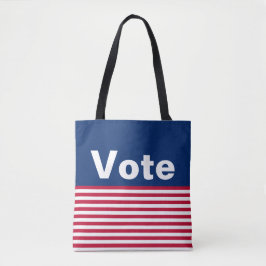 Bolsa Tote Votar White e Blue Stripes