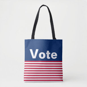 Bolsa Tote Votar White e Blue Stripes