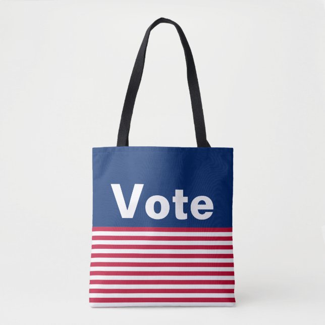 Bolsa Tote Votar White e Blue Stripes (Frente)
