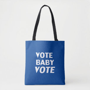 Bolsa Tote "vote baby vote" Azul, branco