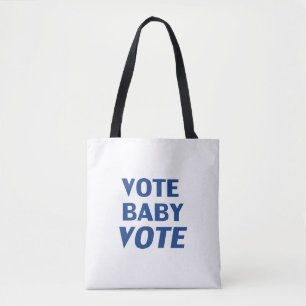 Bolsa Tote "vote baby vote" Azul, branco