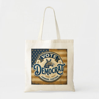 Bolsa Tote Vote Democrata Juntos – Patriótico Vintage