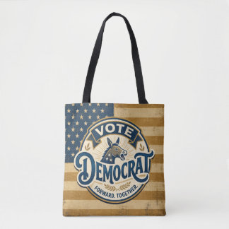 Bolsa Tote Vote Democrata Juntos – Patriótico Vintage
