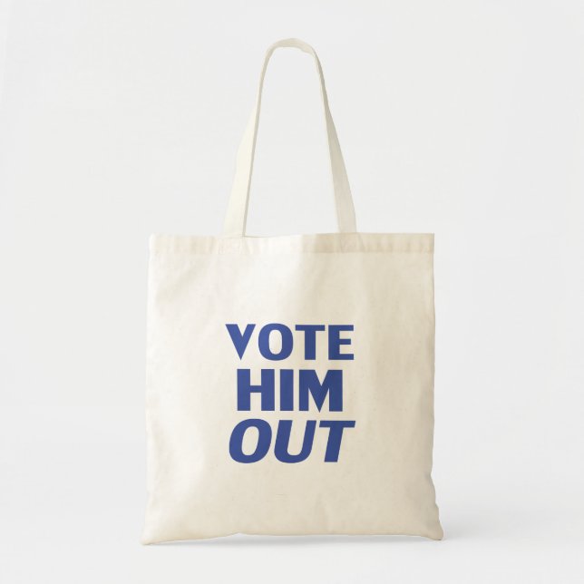 Bolsa Tote Votem-no pela tipografia azul-moderna (Frente)