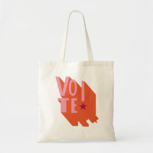 Bolsa Tote Voto gráfico cor-de-rosa e laranja!
