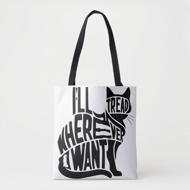 Bolsa Tote Vou Falar Onde Quero Um Gato Engraçado (Frente)