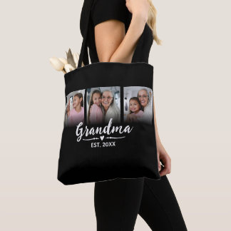 Bolsa Tote Vovó Estabelecido Script Preto 3 Foto