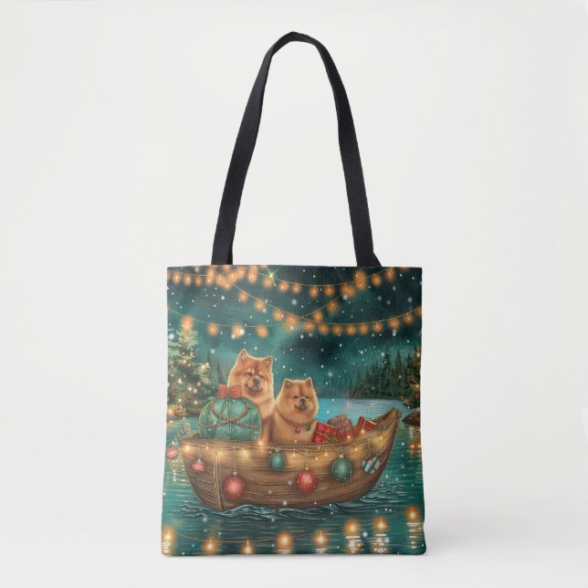 Bolsa Tote Voyage festiva de Natal Chow (Frente)