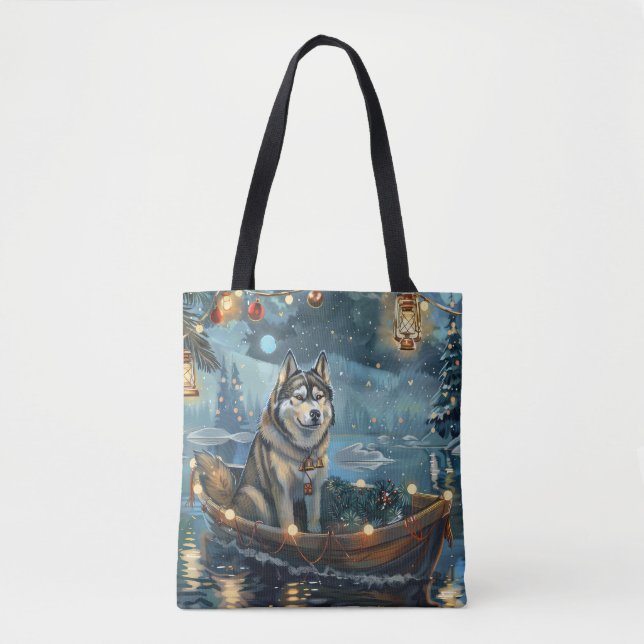 Bolsa Tote Voyage festiva de Natal Malamute no Alasca (Frente)