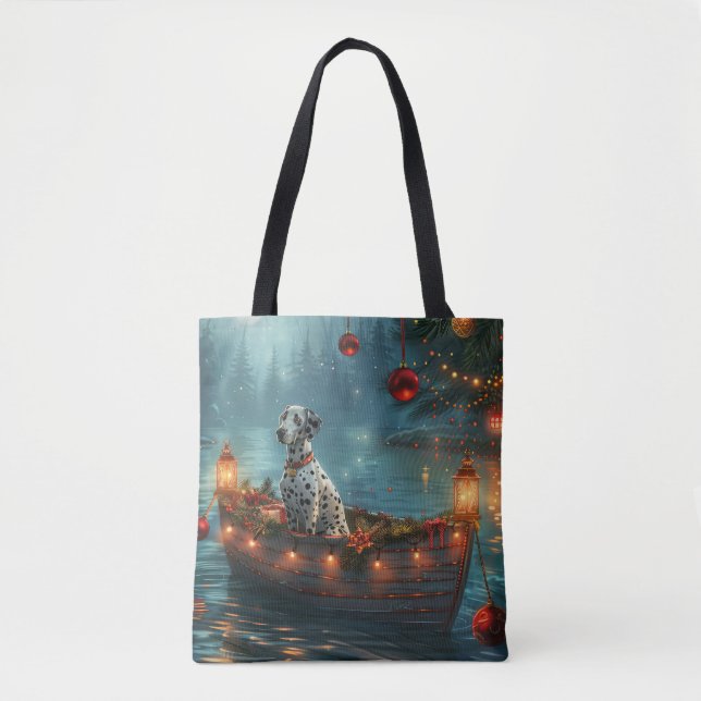 Bolsa Tote Voyage festiva do Natal Dalmático (Frente)