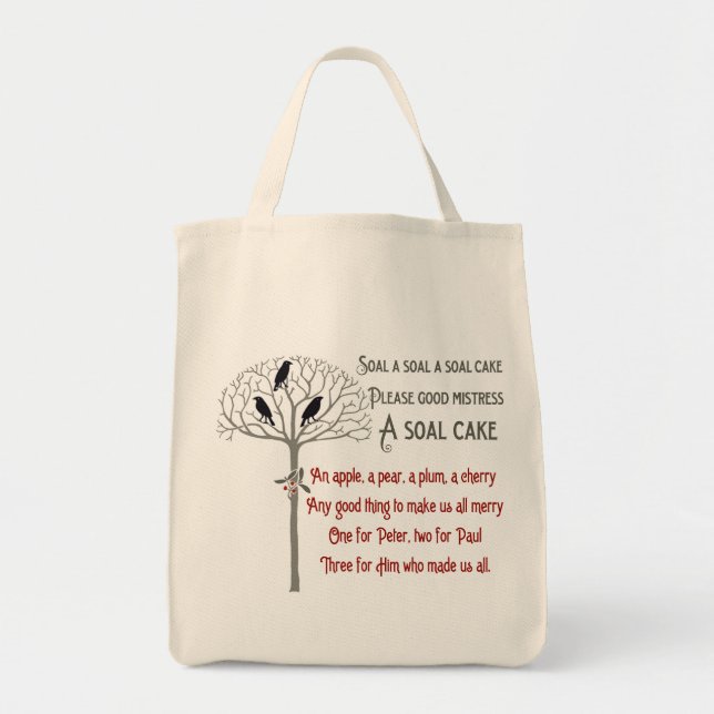 Bolsa Tote Voysey Rook e Holly Patterna Tote de Natal (Frente)